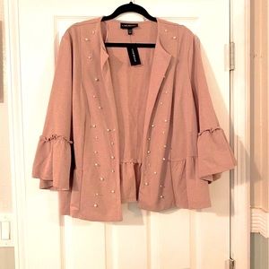 NWT Lane Bryant Beautiful Pearl Adorned & Ruffled Jacket
